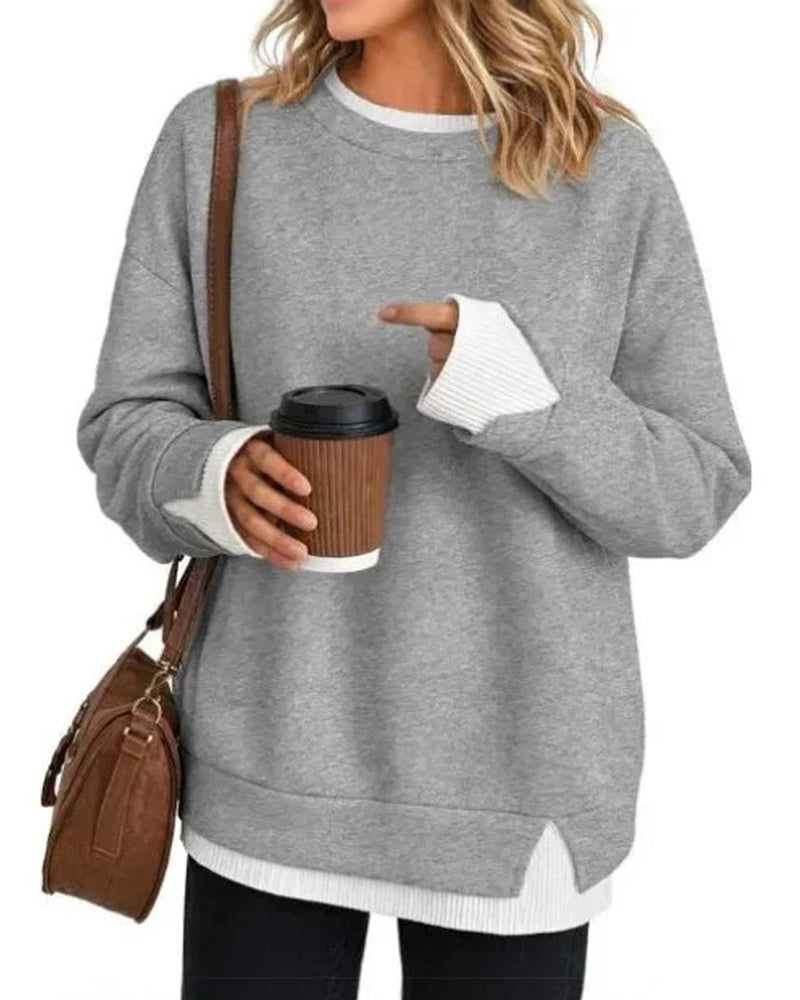 Sweat Faux Superposé Ample Manche Longue