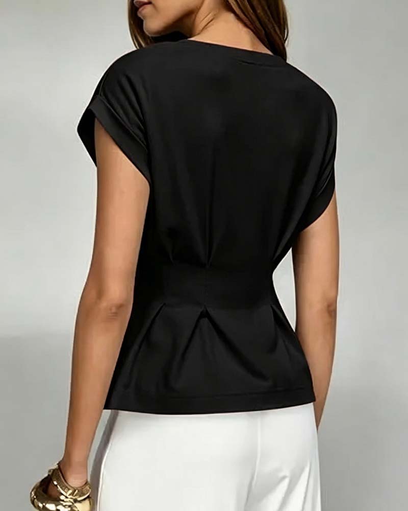 T-Shirt Manche Cape Froncé Taille