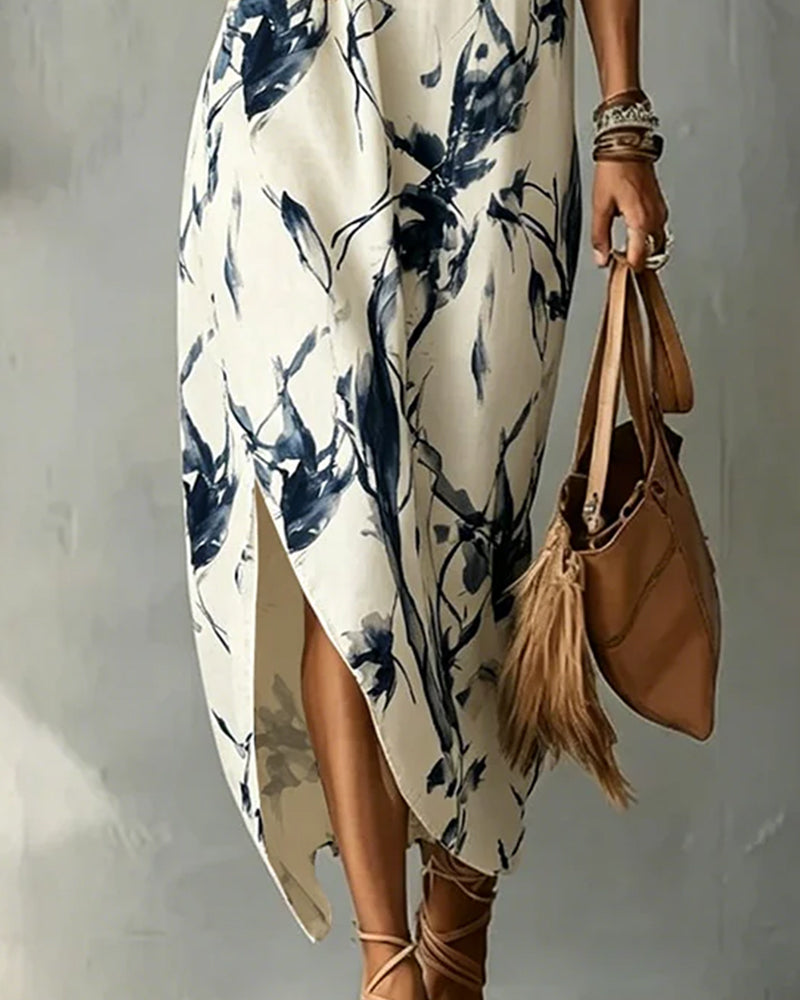Robe Bleu Encre Col Montant Sans Manches
