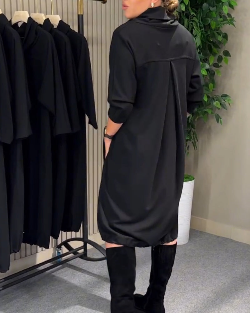 Robe Stylisée 3/4 Manche Col Drapé