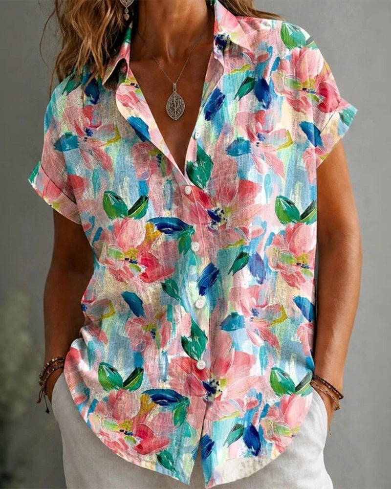 Chemise Col Retourné Imprimé Manches Courtes
