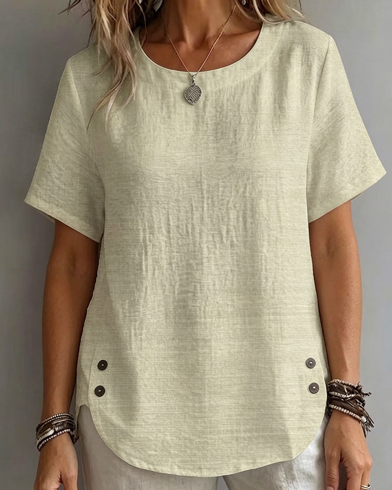 T-Shirt Col Rond Uni Simple 100% Coton