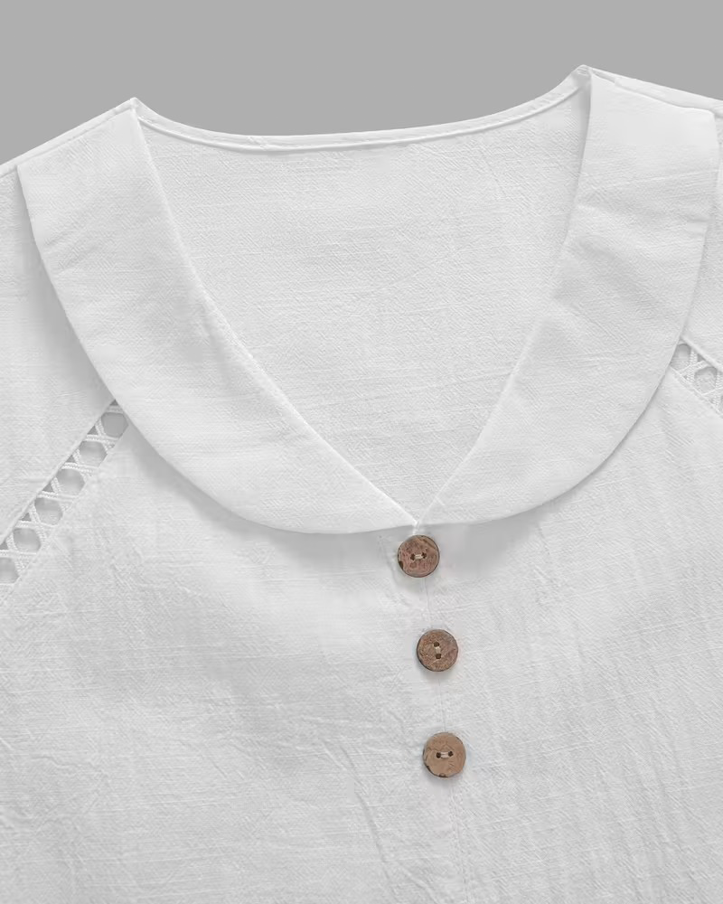 Blouse Découvert Col Peter Pan Manche Courte