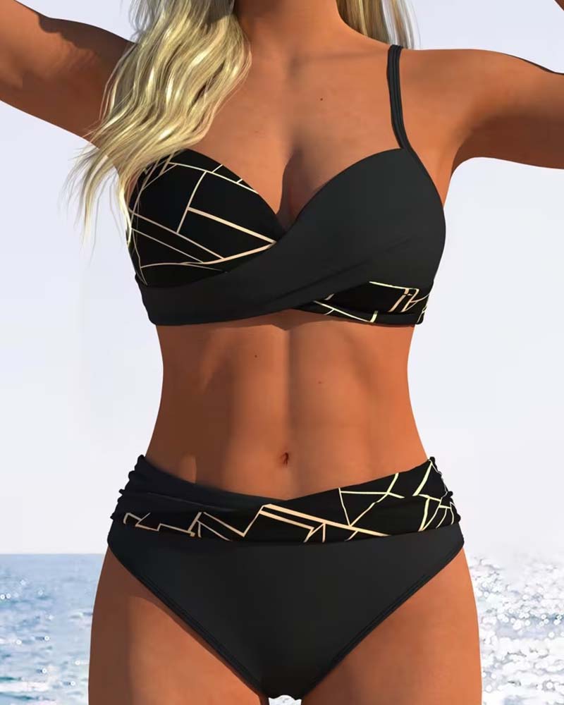 Bikini Bretelles Spaghetti Imprimé Croisé