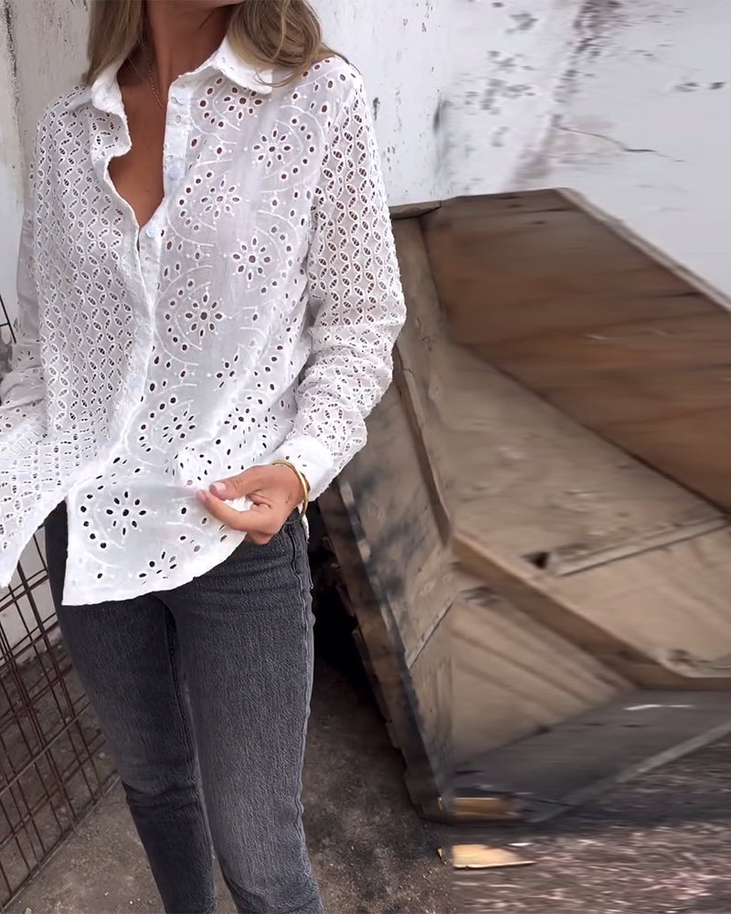 Chemise Manches Longues Revers Découpé