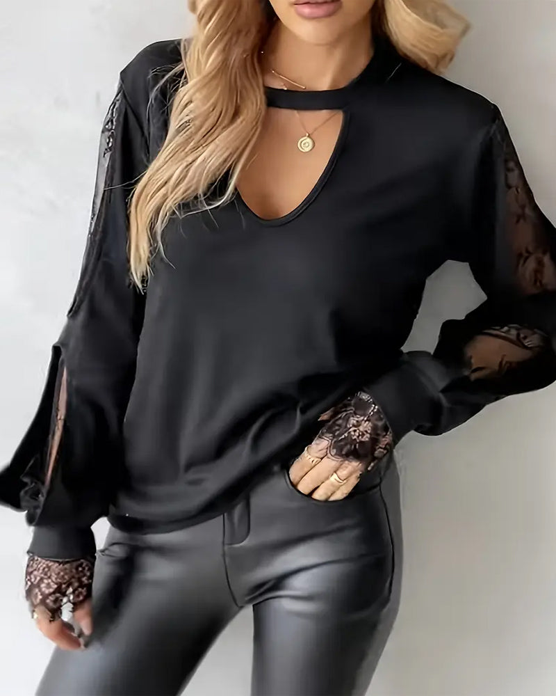 Haut Sexy avec Assemblage de Dentelle