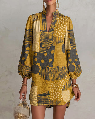 Robe Décontractée Col‑V Imprimée