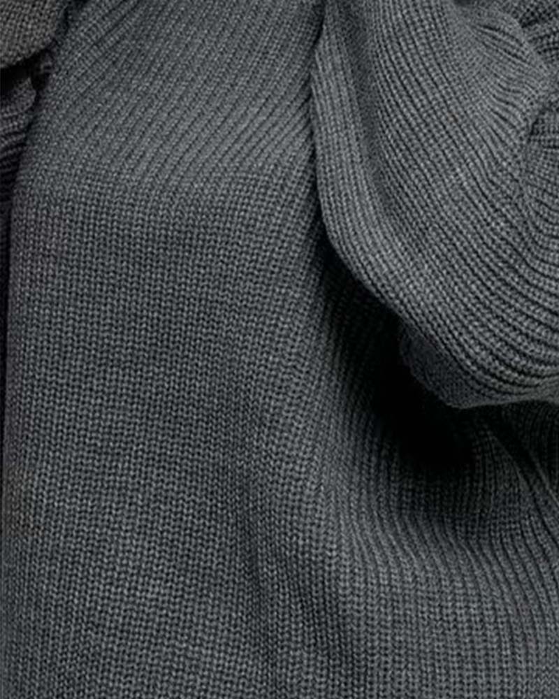 Cardigan Uni Manche Longue Court