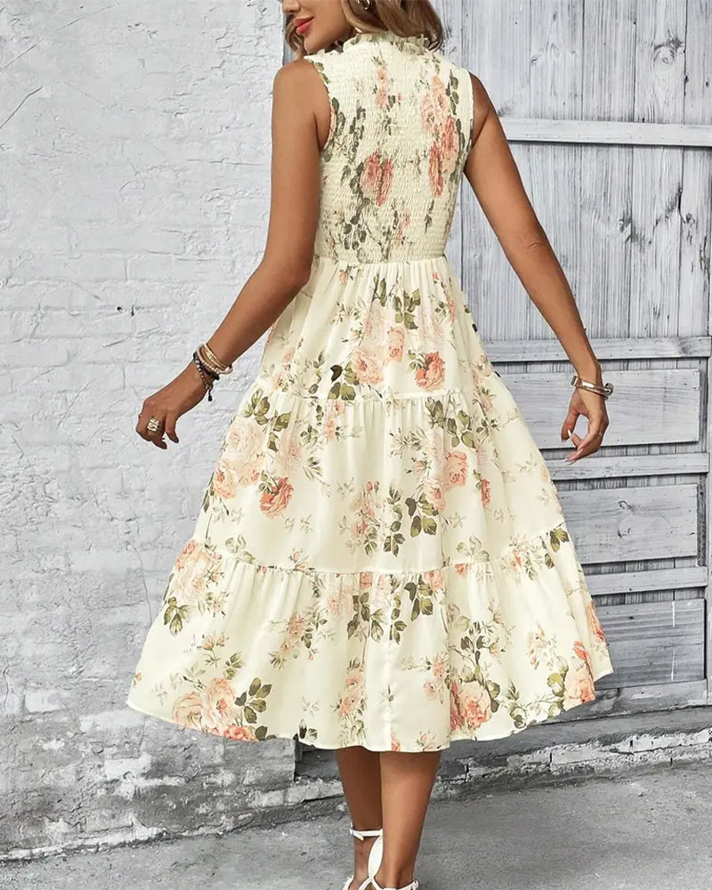 Robe Imprimé Floral Smocké