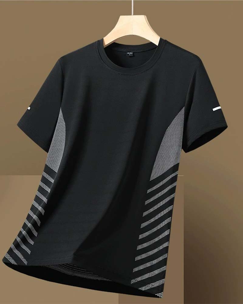 T-Shirt Bande Latérale Homme Soie Glacée