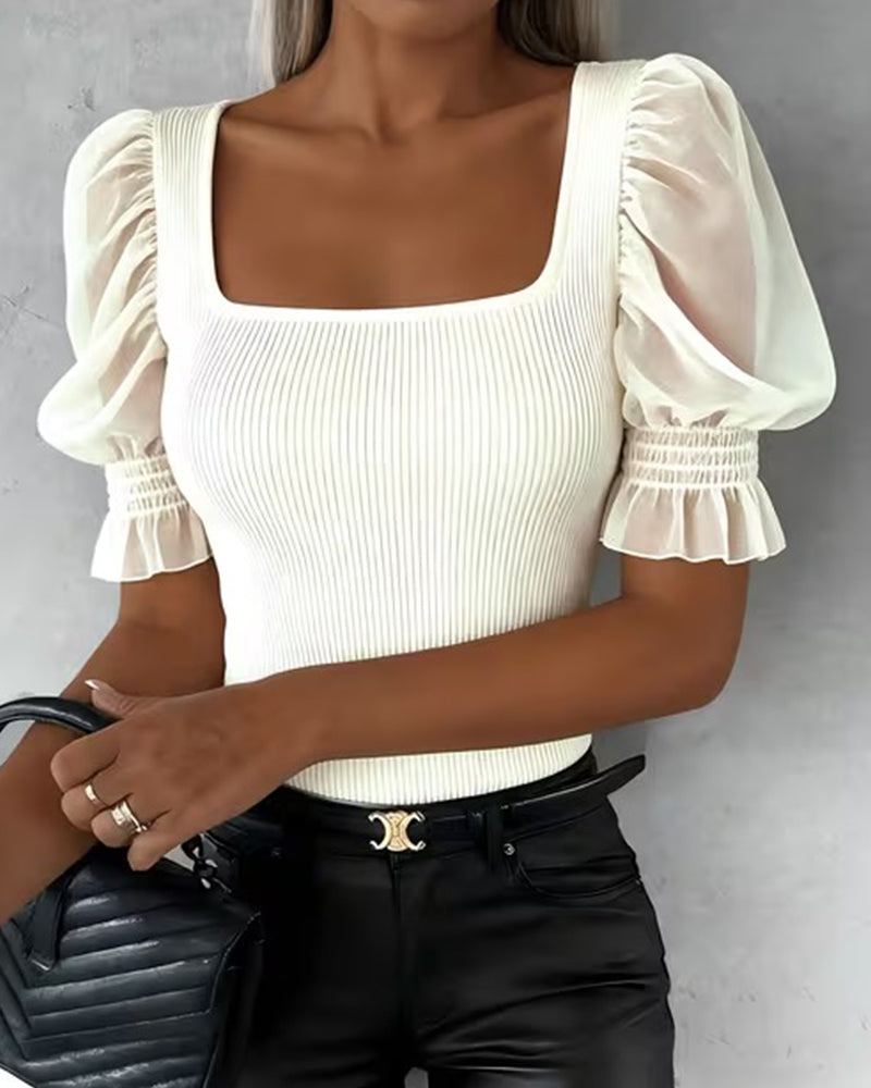 Blouse Décontractée À Manches Bouffantes