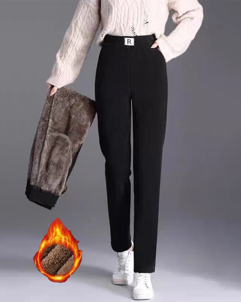 Pantalon Taille Haute Doublé Polaire Épaissi Jogger