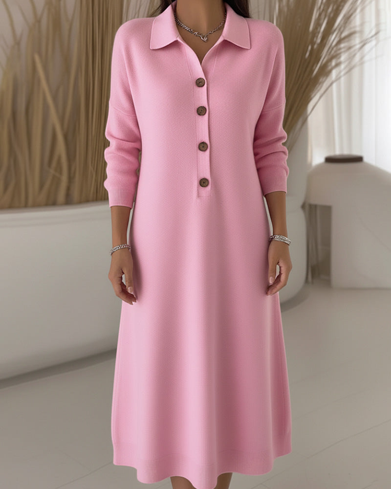 Robe À Revers Boutonnée Et Élégante