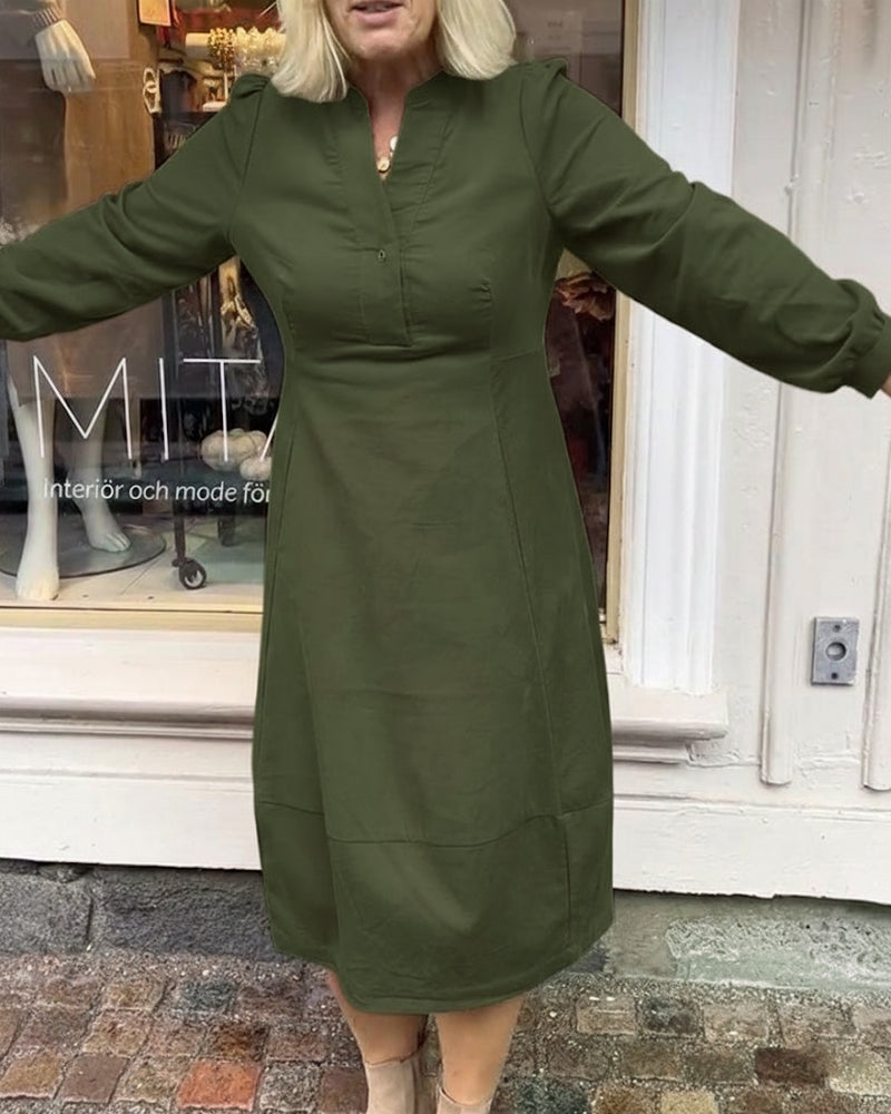 Robe décontractée rétro à manches longues