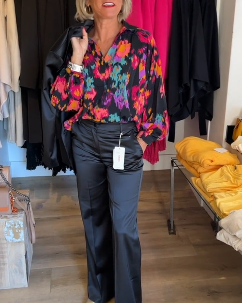 Blouse élégante à manches longues imprimée