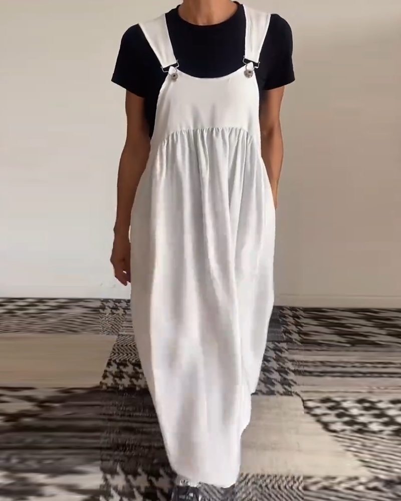 Robe décontractée couleur unie à bretelles