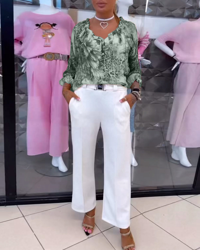 Chemisier Col V Imprimé Fleuri