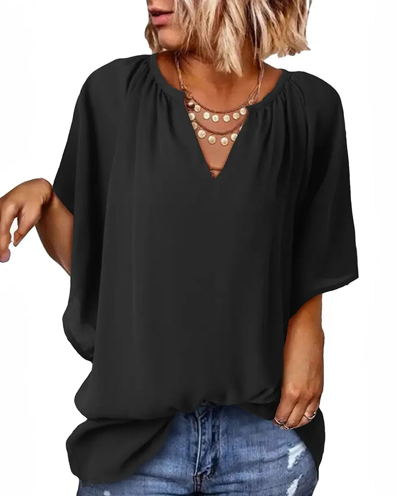 Haut Coupe Ample Uni Col V