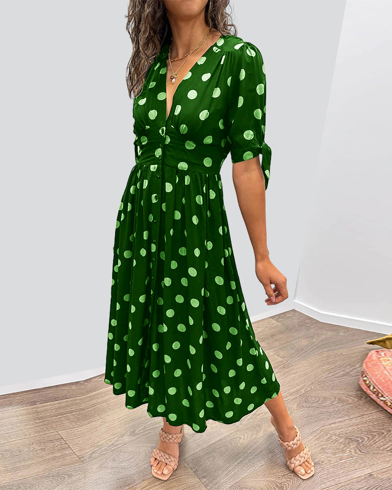 Robe à décolleté V profond et à pois