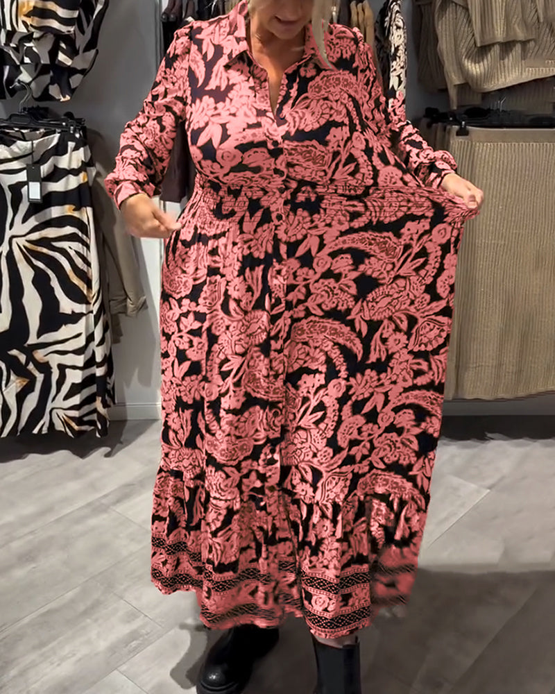 Robe De Mode À Col À Revers Imprimée