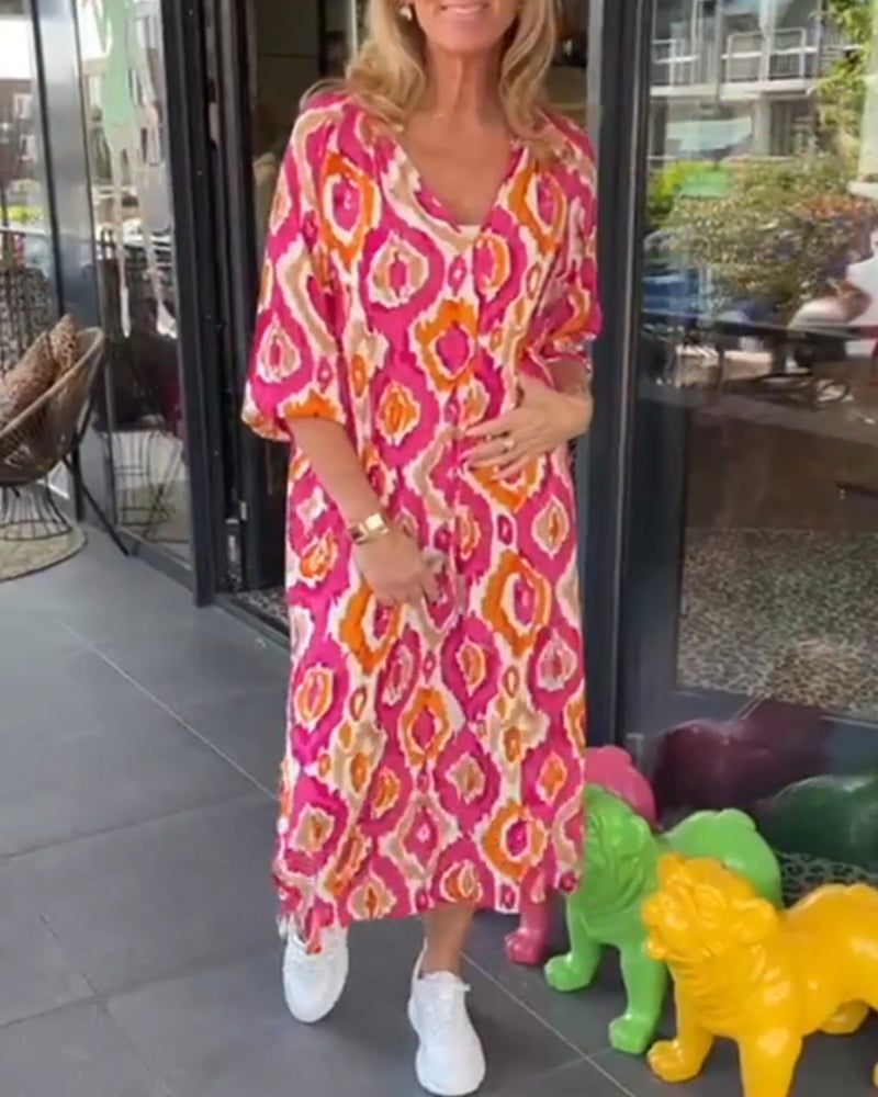 Robe à imprimé mode avec demi-manche