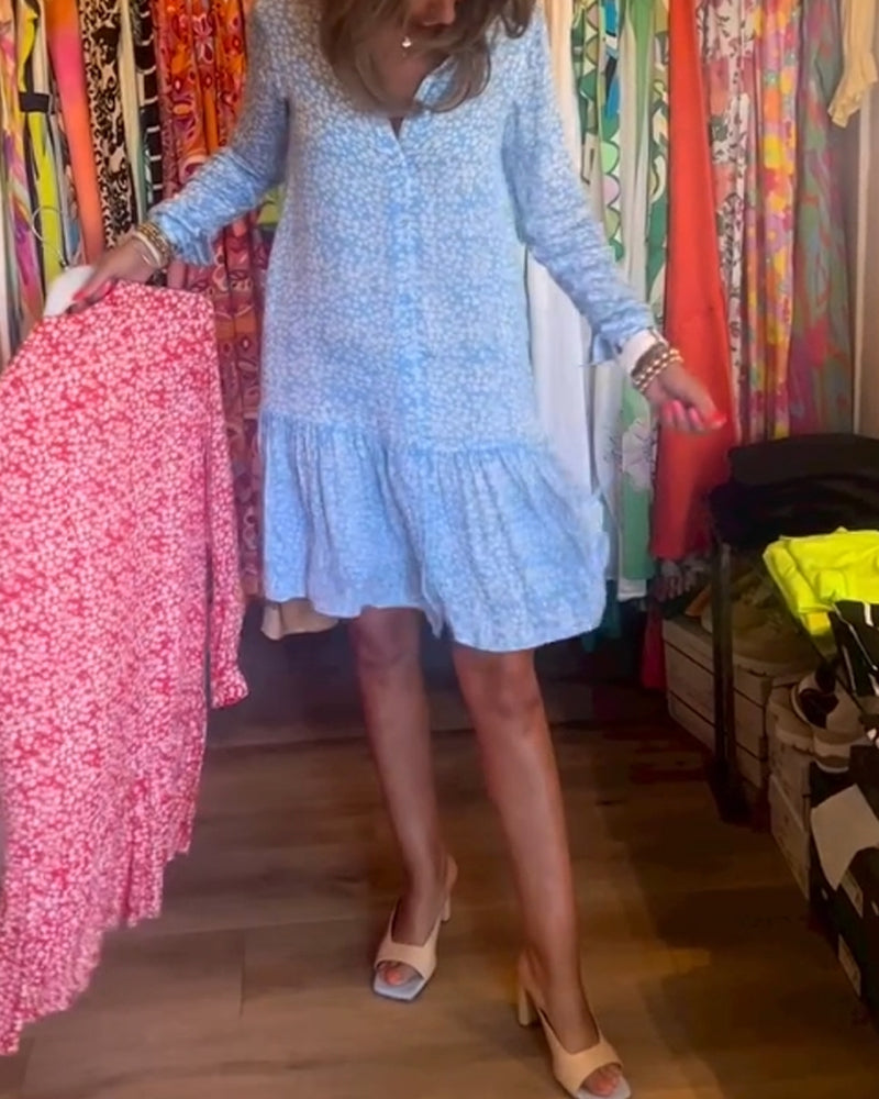 Robe à col en V et imprimé floral