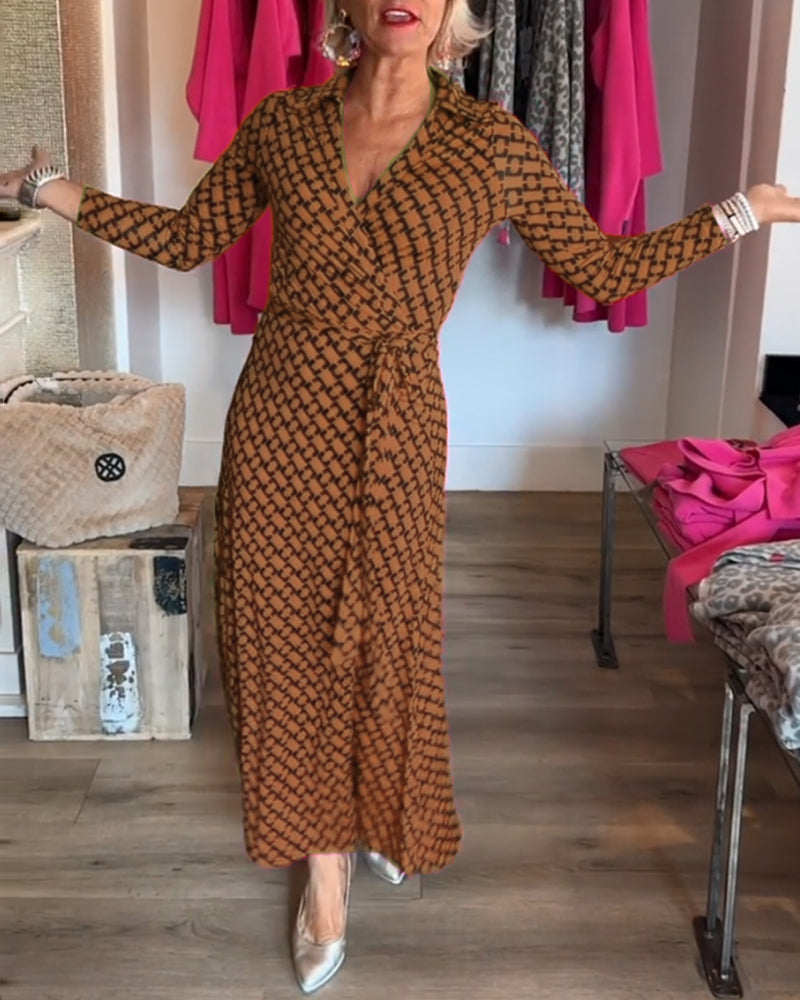 Robe longue élégante à col en V