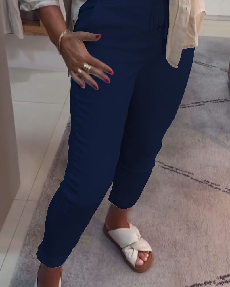 Pantalon Fuselé Décontracté Avec Cordon