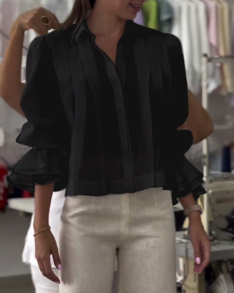 Chemise Manche Bouffante Volant