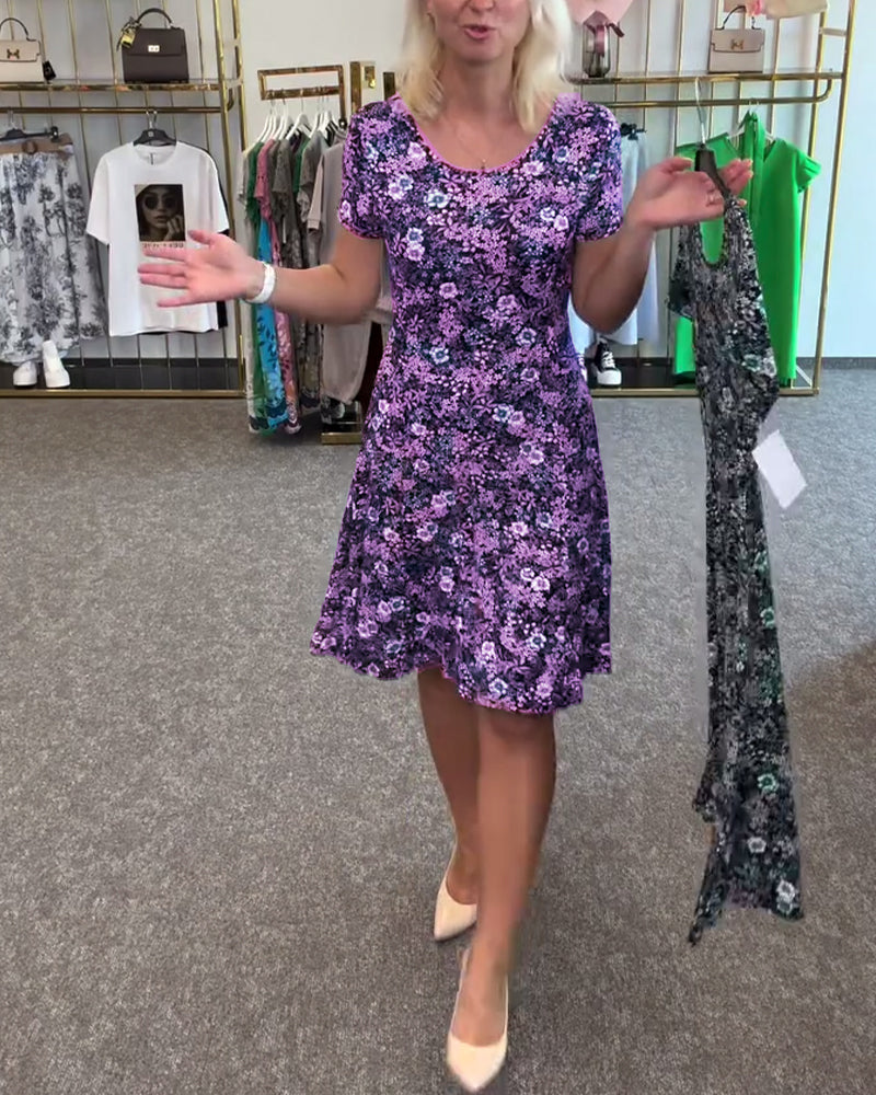 Robe Élégante Taille Fine Imprimée