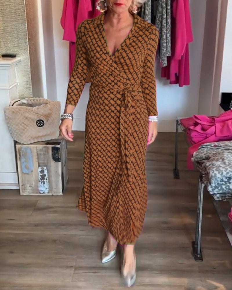 Robe longue élégante à col en V