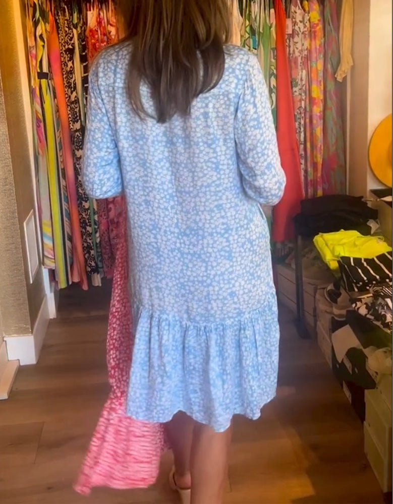 Robe à col en V et imprimé floral
