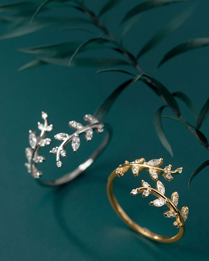 Bagues pour femmes, anneau de feuille d'extérieur à la mode