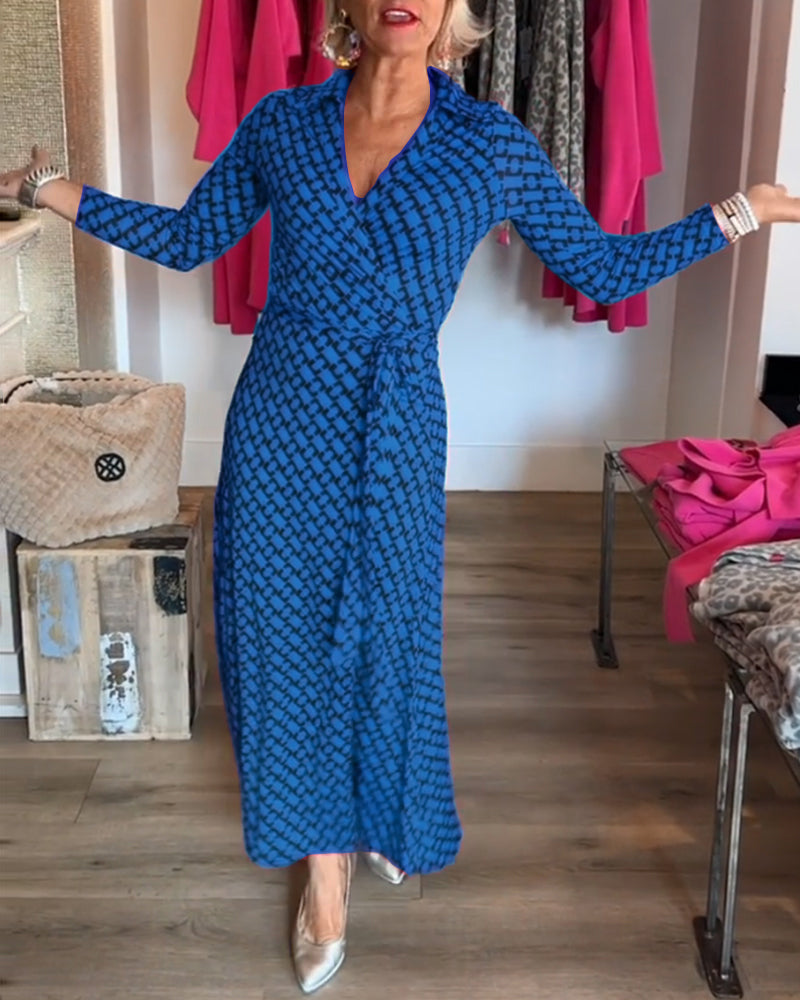 Robe longue élégante à col en V