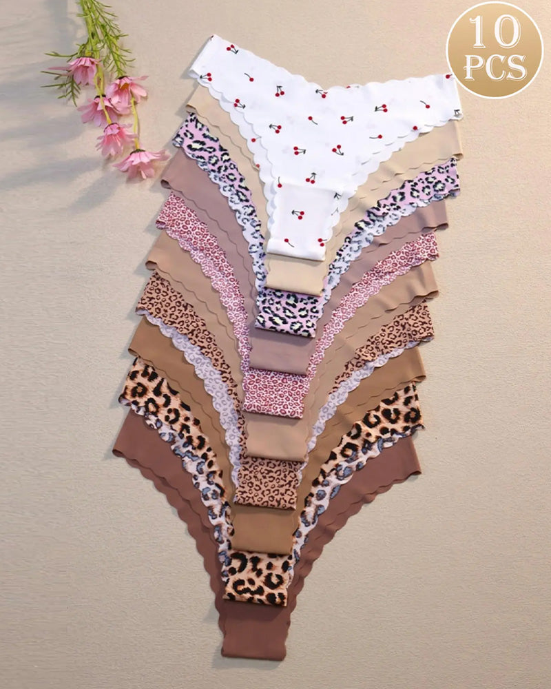 Ensemble De Sous‑Vêtements Imprimé 10‑Pièces