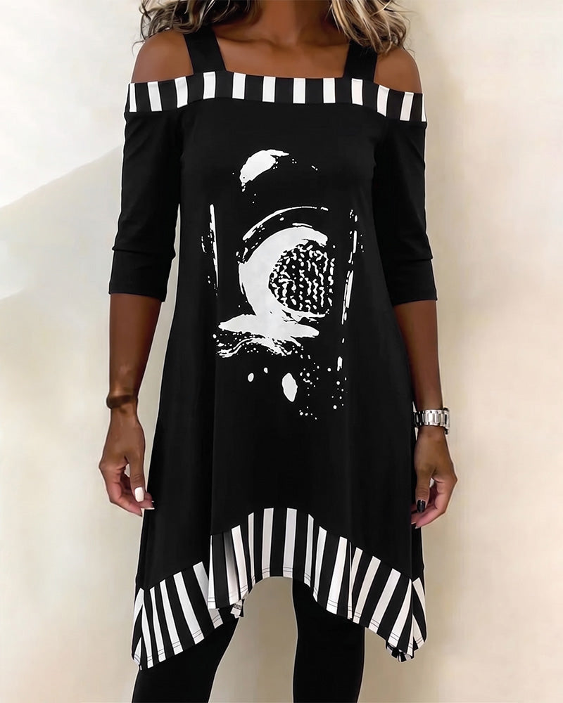 Robe Décolleté Large Imprimé Irrégulier
