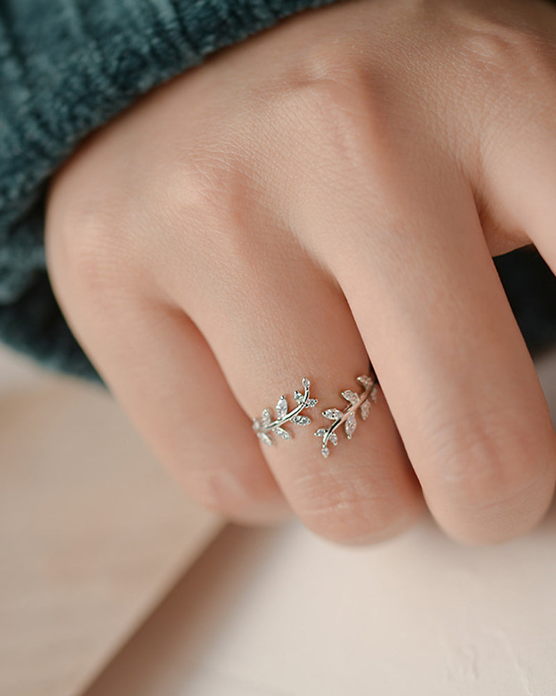 Bagues pour femmes, anneau de feuille d'extérieur à la mode