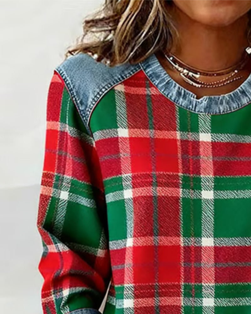 Sweat Tendance À Motif Patchwork À Carreaux