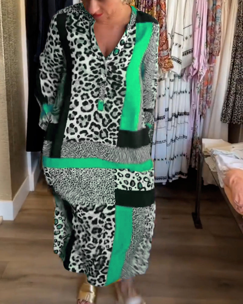 Robe imprimé géométrique léopard