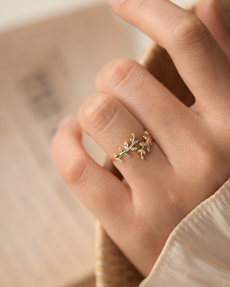 Bagues pour femmes, anneau de feuille d'extérieur à la mode