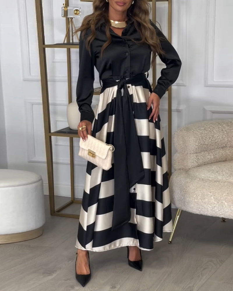 Robe élégante à rayures et à bretelles