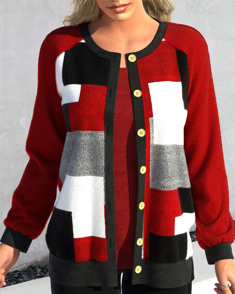 Cardigan à empiècements avec bloc de couleur