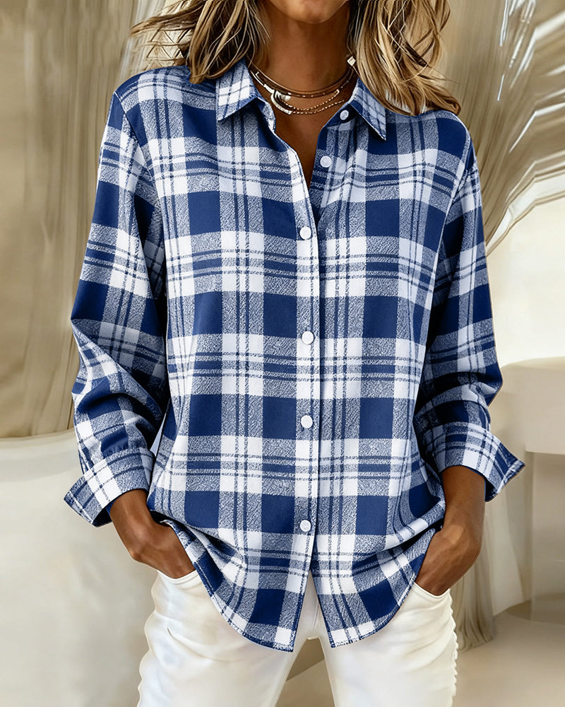 Blouses Tendance À Manches Longues À Carreaux