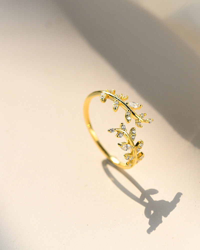 Bagues pour femmes, anneau de feuille d'extérieur à la mode