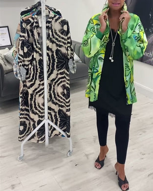 Chemise décontractée à revers imprimé visage