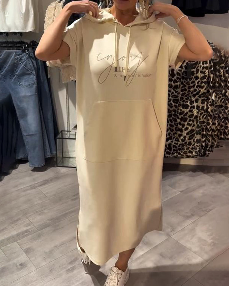 Robe À Capuche Décontractée Cordon