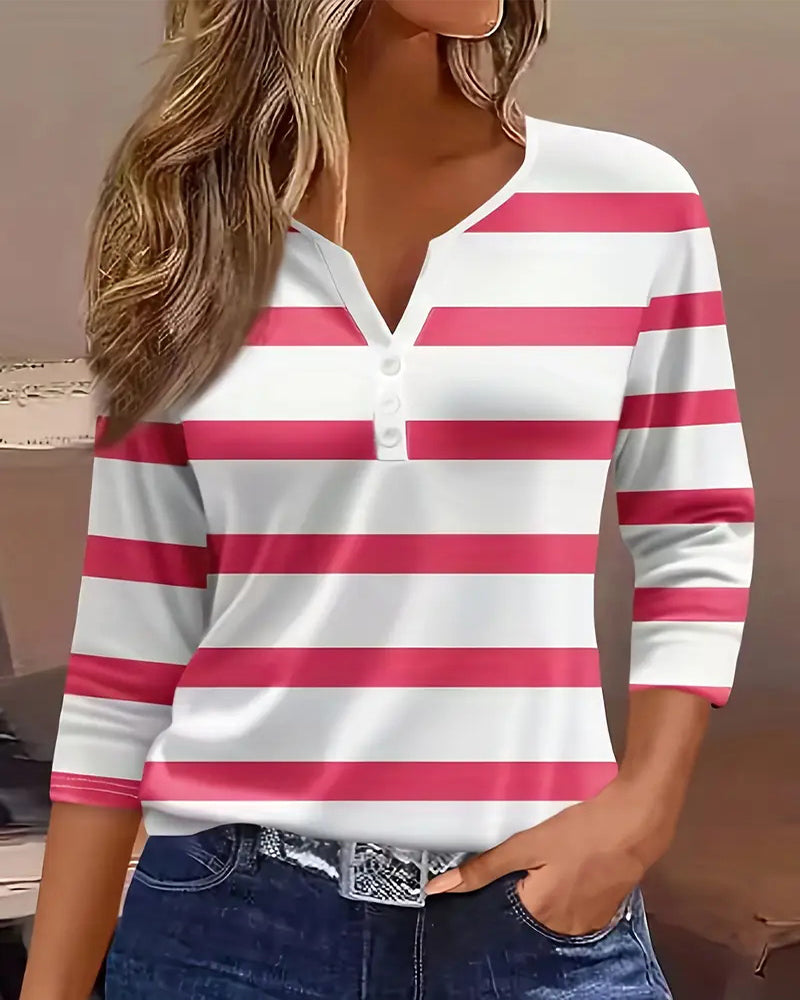 Blouse Manches Longues Polyvalente Rayée