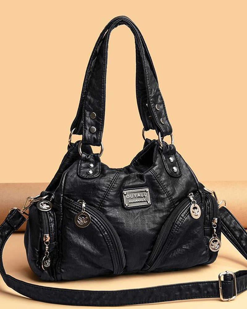 Sac à main messenger en cuir souple vintage