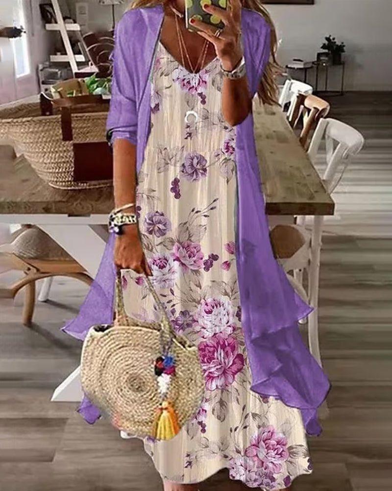 Robe sling ensemble deux pièces en imprimé