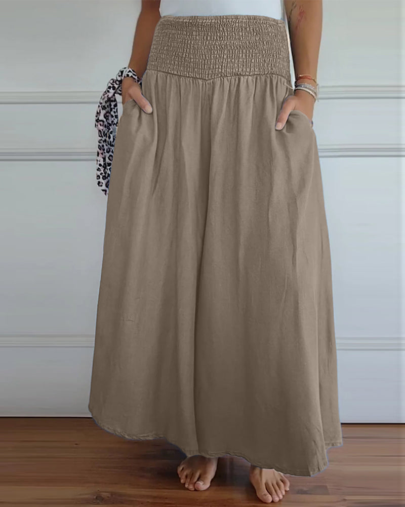 Pantalon à taille élastiquée et jambes larges